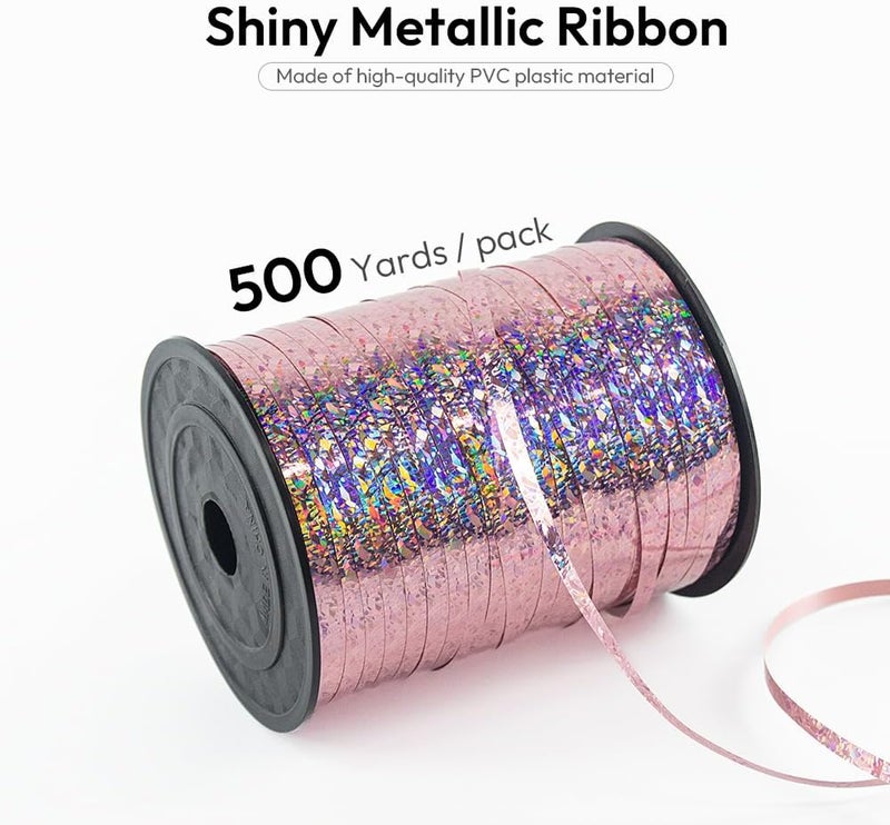 HimBen 500 Yards Curling Ribbon for Gift Wrapping, 3/16" Balloon String for Christmas Valentine Birthday Wedding Party Festival Decoration, Crafts, Flower Bouquet(Laser Pink) - Image 2